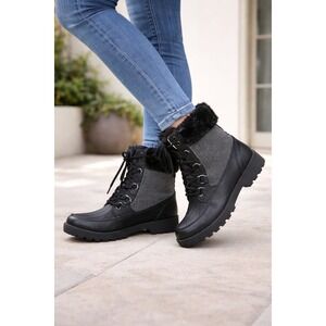 JBU By Jambu Southgate Black Lace Up‎ Womens Hiking Boots Faux Fur Sz 7 M